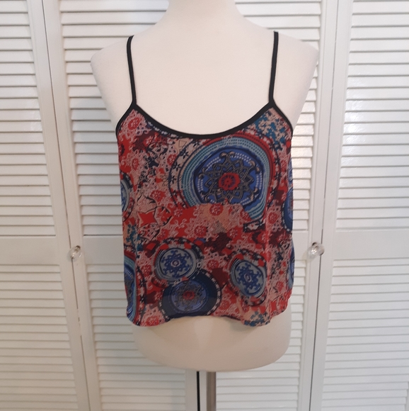 Sans Souci flowy crop top blouse small *C - Picture 4 of 8